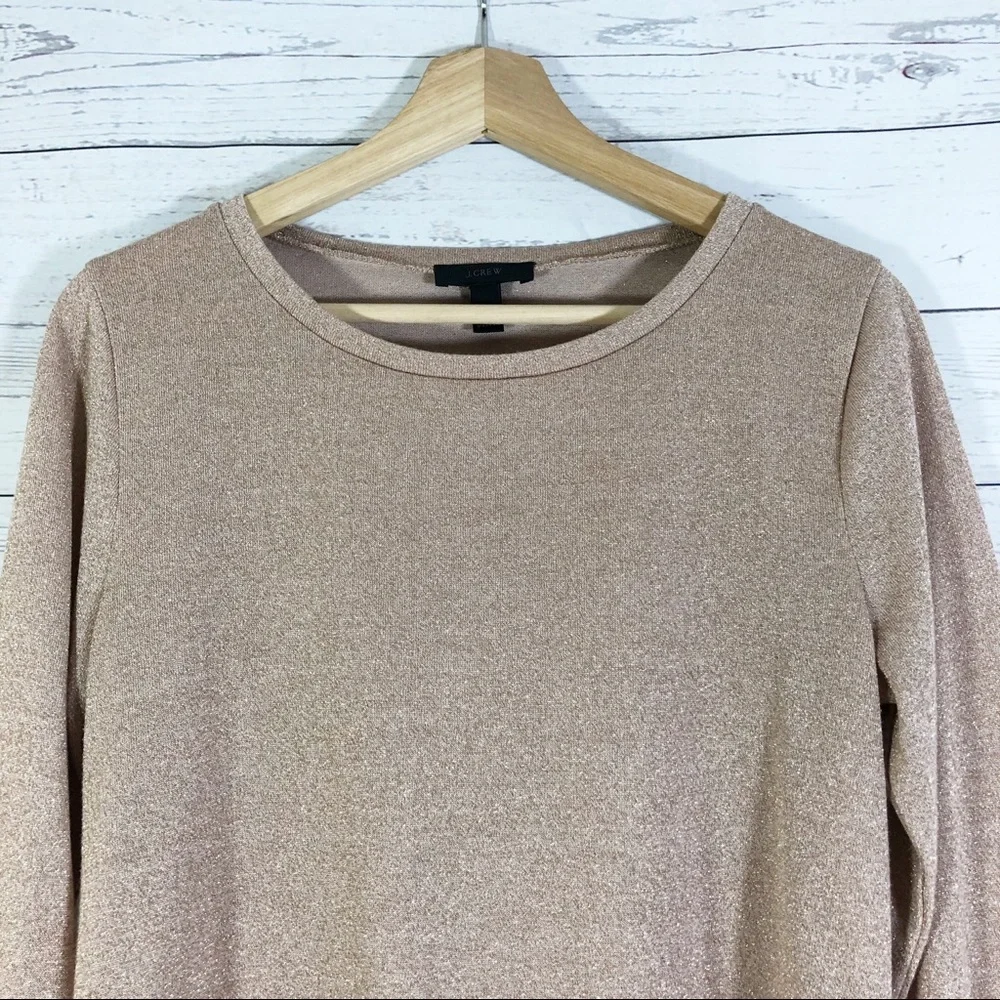 J Crew Glittered Ruffle Pullover Sweater Top Long Sleeves Sz M